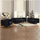3+2+1 Seater Sofa Classic Button Tufted Lounge in Black Velvet Fabric with Metal Legs