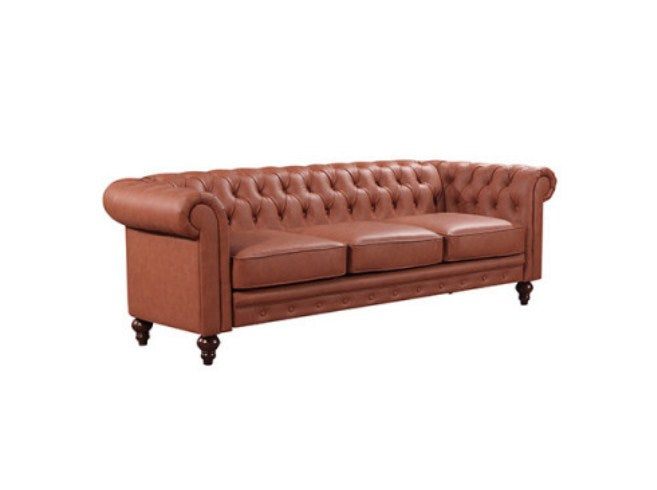 3+2+1 Seater Brown Sofa Lounge Chesterfireld Style Button Tufted in Faux Leather