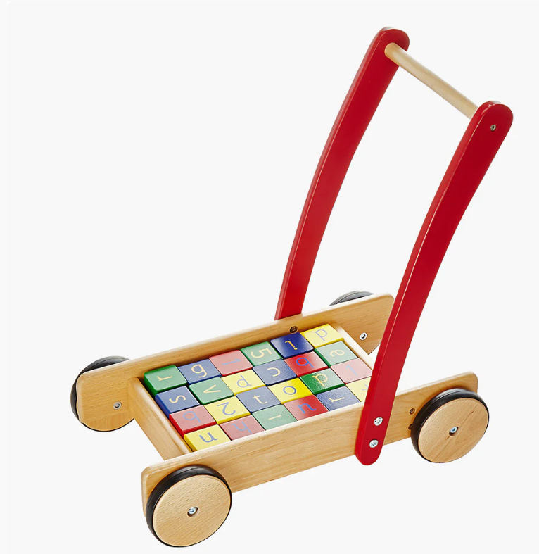 Wooden Trundle Truck - Training Walker With Toy Blocks