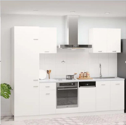 7 Piece Kitchen Cabinet Set White Engineered Wood