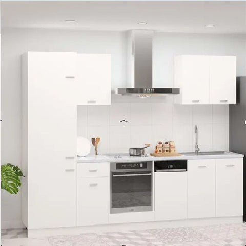 7 Piece Kitchen Cabinet Set White Engineered Wood
