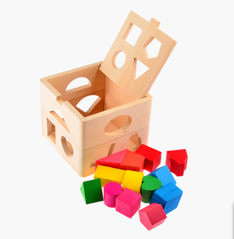 Activity Wood Cube Shape Sorters Baby Educational Toy