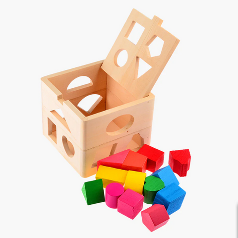 Activity Wood Cube Shape Sorters Baby Educational Toy