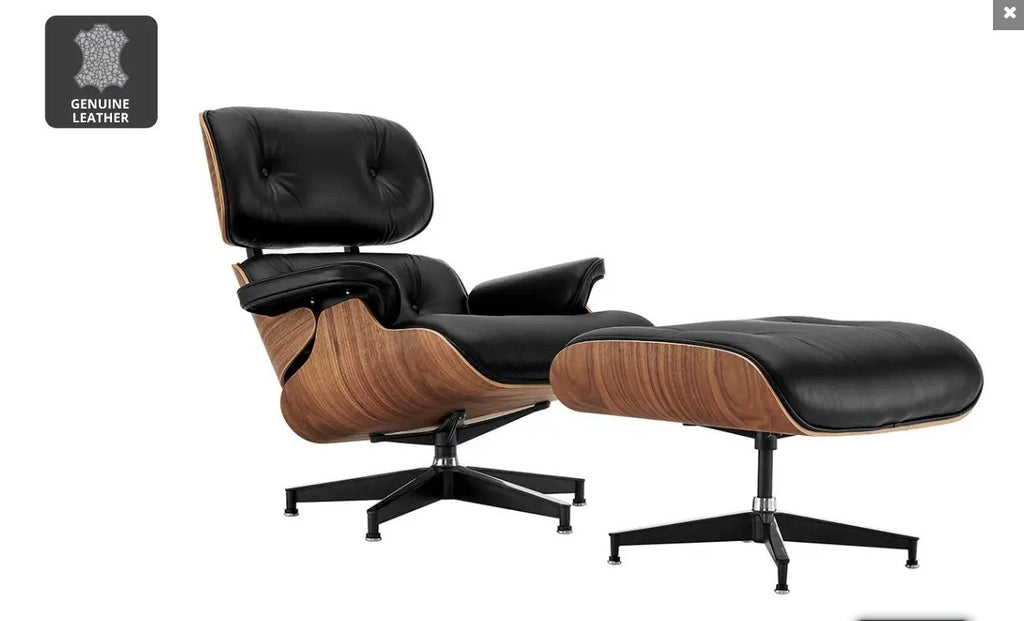 Matt Blatt Eames Lounge Chair and Ottoman Replica (Premium Black Leather)