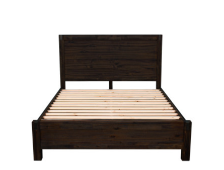 Bed Frame Queen Size in Solid Wood Veneered Acacia Bedroom Timber Slat in Chocolate