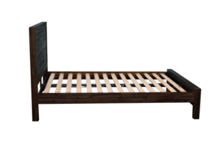 Bed Frame Queen Size in Solid Wood Veneered Acacia Bedroom Timber Slat in Chocolate