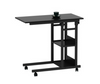 Side Table with Storage Shelves, Height Adjustable Sofa Couch Coffee End Table Bedside Table Laptop Desk with Wheels