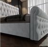 Royal Sleep Alexandra Queen Bed Frame Velvet Solid Wooden Base Platform Grey