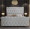 Royal Sleep Alexandra Queen Bed Frame Velvet Solid Wooden Base Platform Grey