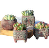 Prime Deal Pots Set Ceramic Clay Pottery Pots Succulent Flower Planter Draining Hole(Style 02# 4 Pots Set)