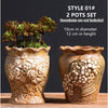 Ceramic Clay Pottery Pots Set Succulent Flower Planter Series 02(Style 01# 2 Pots Set)