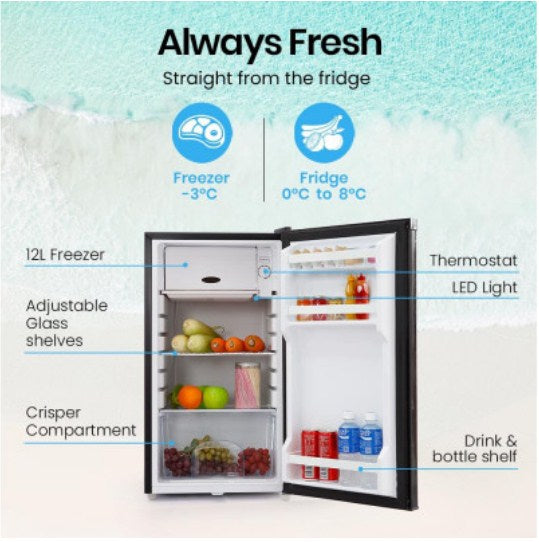 GECKO 95L Portable Upright Fridge Freezer Camping Caravans Bar Fridges 12V/24V/240V Refrigerator