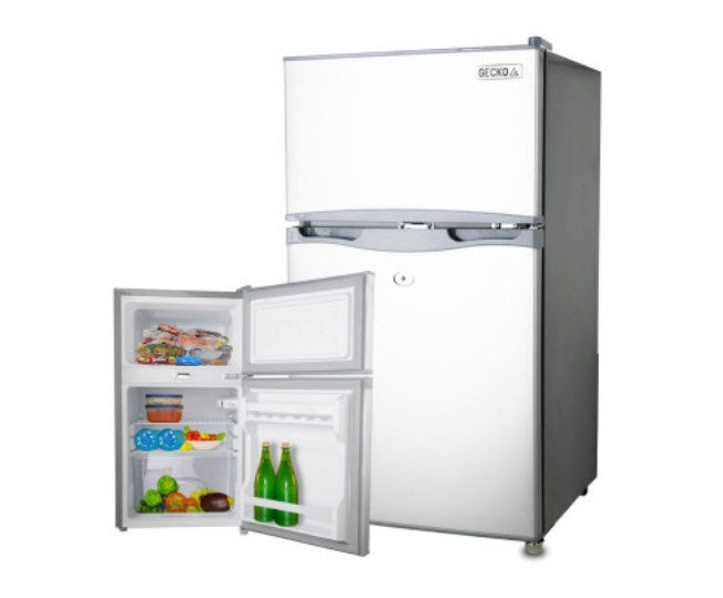 GECKO 95L Portable Fridge Freezer Camping Motorhome Caravan Upright Fridges 12V/24V/240V, Silver