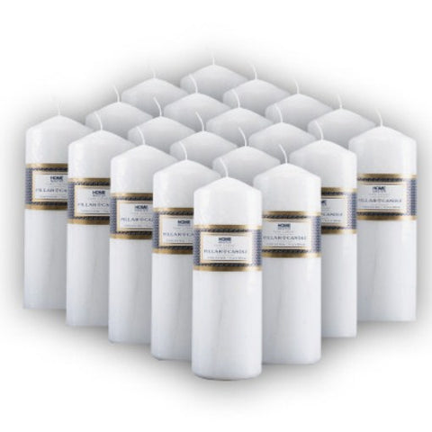 Home Master 20PCE Pillar Candles White Home Décor Party Wedding 20cm