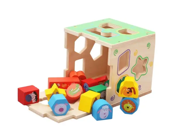 Activity Wood Cube Shape Sorters Baby Educational Toy