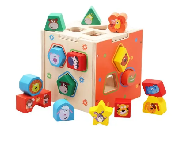 Activity Wood Cube Shape Sorters Baby Educational Toy