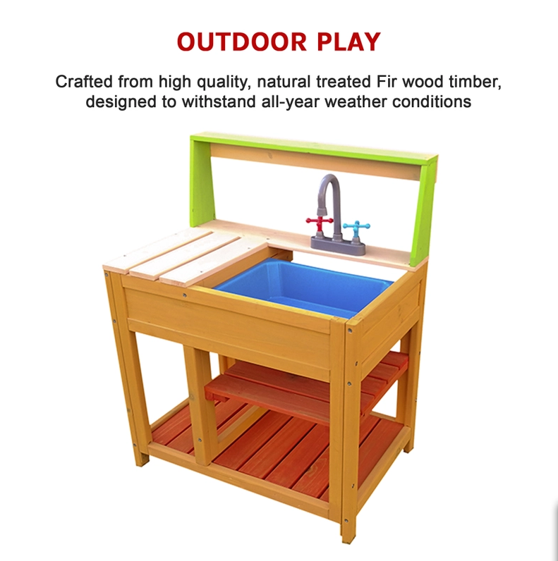 Outdoor Play Mud Kitchen Sand Pit for Children with Display Shelf