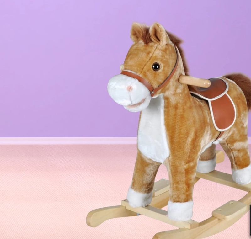 Kids Ride On Plush Rocking Horse Toy Toddler Animal Rocker