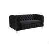 3+2+1 Seater Sofa Classic Button Tufted Lounge in Black Velvet Fabric with Metal Legs