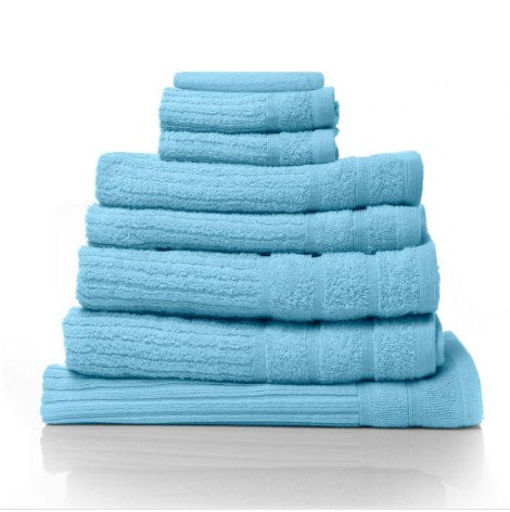 Prime Deal Royal Comfort Eden Egyptian Cotton 600 GSM 8 Piece Towel Pack Aqua