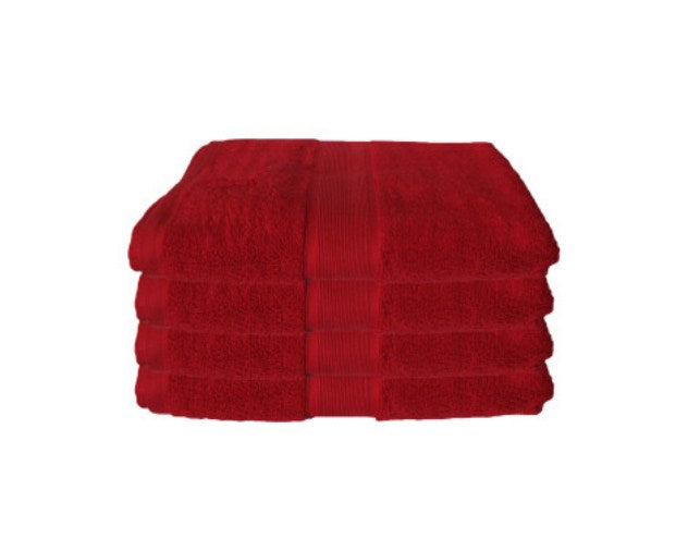 650gsm Casual Elegance Set of 4 Cotton Bath Towels Red 78x136cm