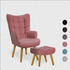 Armchair Lounge Sofa Ottoman Accent Chair Velvet Couch Seat Footstool Pink