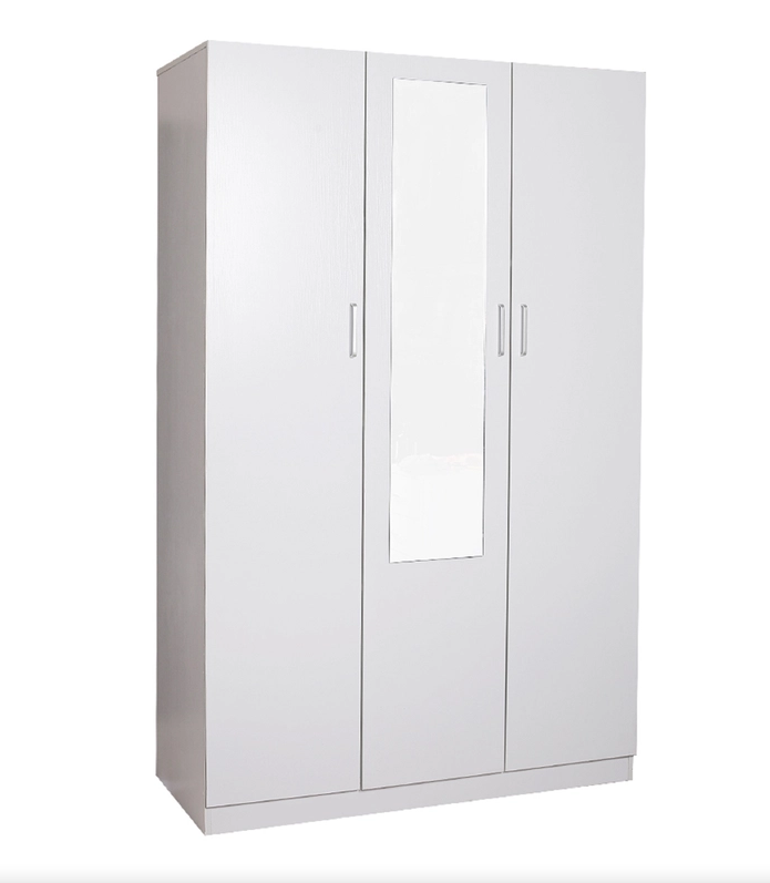 3 Doors Combo Wardrobe With Mirror White