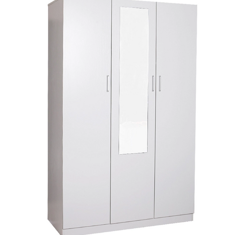 3 Doors Combo Wardrobe With Mirror White