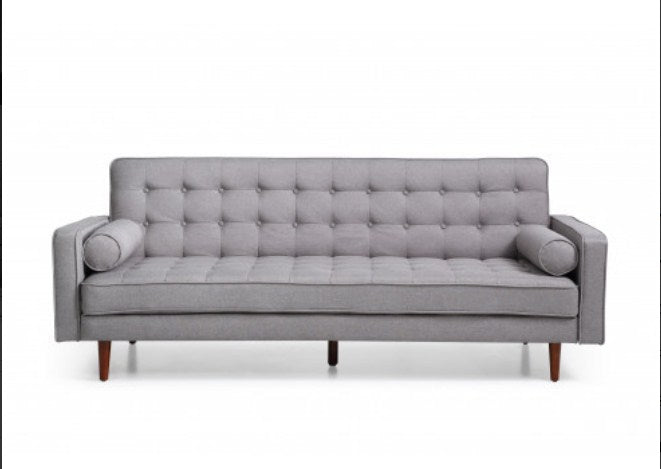 Sofa Bed 3 Seater Button Tufted Lounge Set for Living Room Couch in Fabric Grey Colour