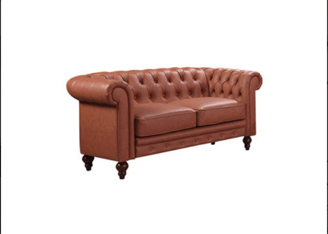 3+2+1 Seater Brown Sofa Lounge Chesterfireld Style Button Tufted in Faux Leather