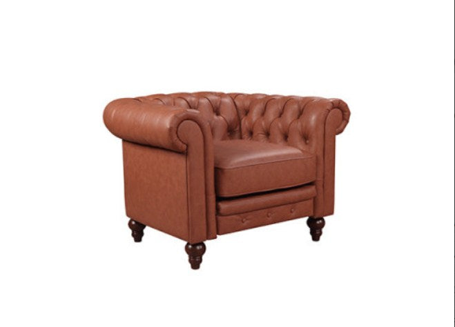 3+2+1 Seater Brown Sofa Lounge Chesterfireld Style Button Tufted in Faux Leather