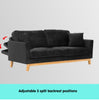 Prime Deal 3 Seater Faux Velvet Wooden Sofa Bed Couch Furniture - Black