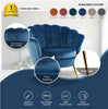 Bloomer Velvet Fabric Accent Sofa Love Chair Round Ottoman Set - Blue