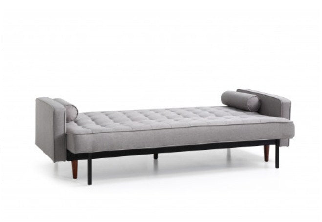 Sofa Bed 3 Seater Button Tufted Lounge Set for Living Room Couch in Fabric Grey Colour